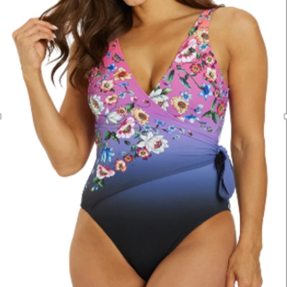 Johnny Was Ombre Garden Wrap One-Piece (Multi) Women's Swimsuits One Piece